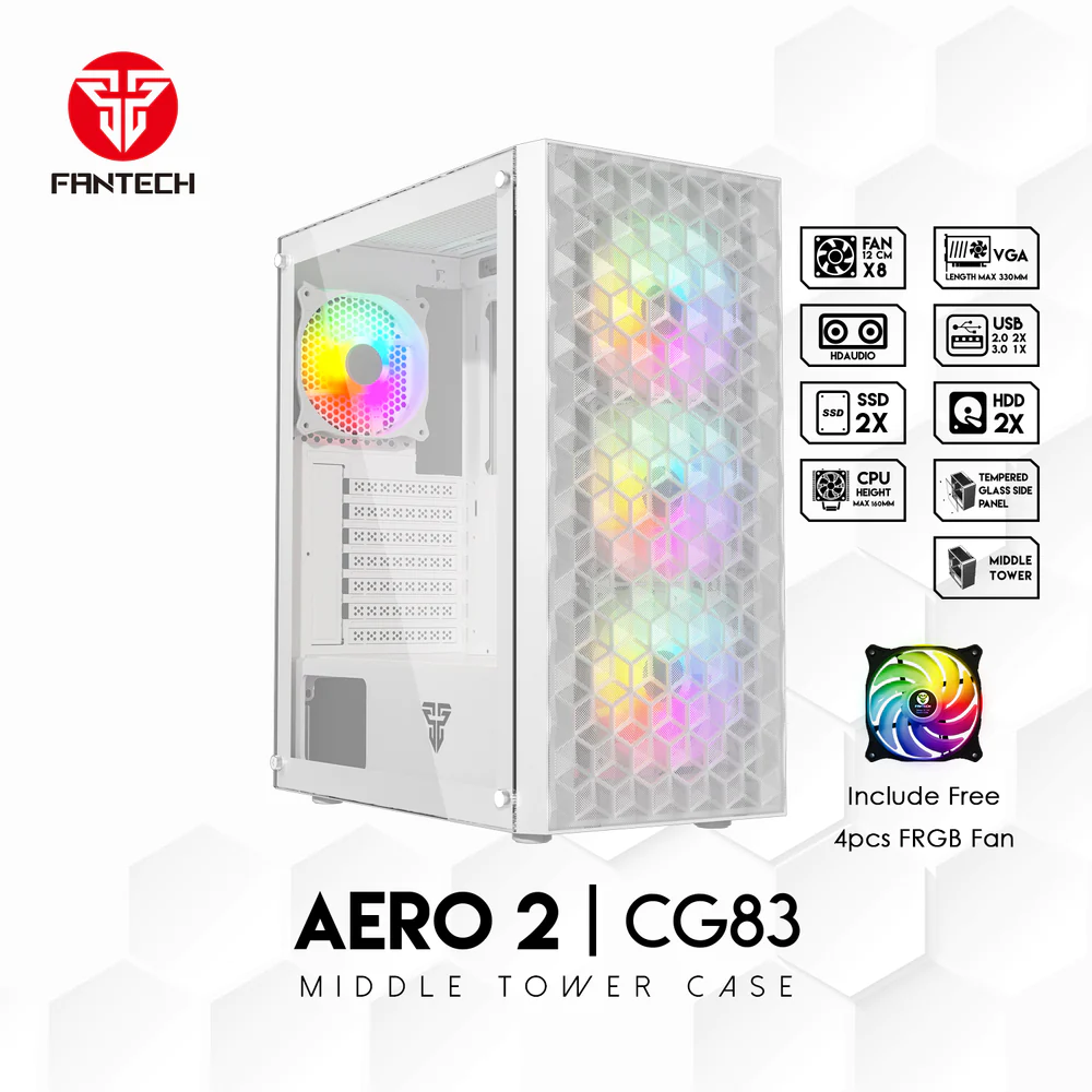 Fantech Aero 2 CG83 Middle Tower White Gaming Case Fantech Aero 2 CG83 Middle Tower White Gaming Case